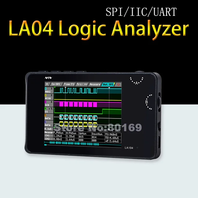Best Price Portable LA104 Digital Logic Analyzer 2.8" Screen 4 Channels Oscilloscope SPI IIC UART Programmable 100MHz Max Sampling Rate