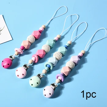 

Anti Lost Pacifier Chain Baby Teeth Gel Wool Ball Clamp Toy Wooden Octagonal Gift Safe Lightweight Beads Durable