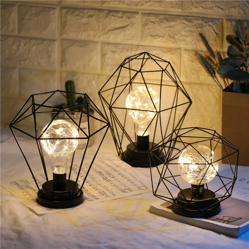 

Battery Iron-style Night Light Retro Iron Art Minimalist Festival Party Decorative Lamp For Bed Modern Table Lamp Reading Lamp