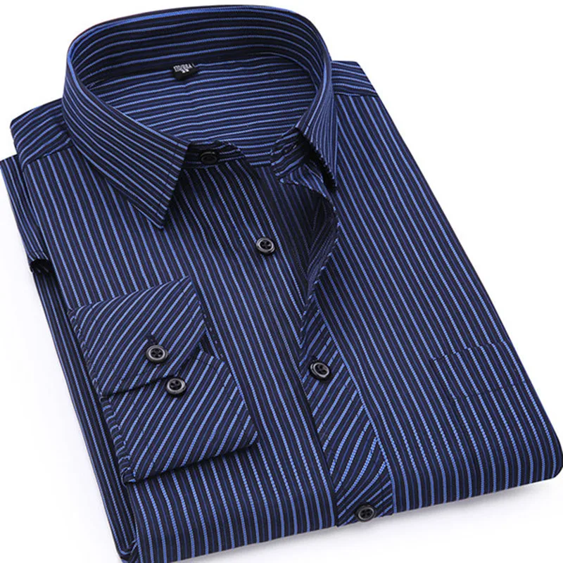 Shirt 5XL 6XL 7XL 8XL white shirt men's long sleeve mens shirts casual slim fit clothes striped shirt camisa masculina