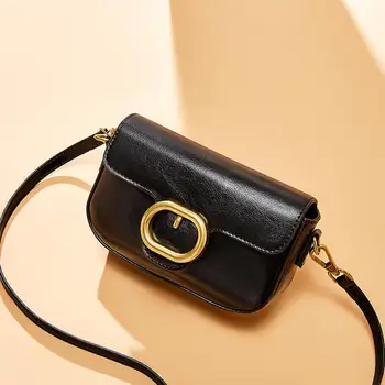 

FoxTail & Lily Brand Mini Crossbody Bag Small Female Genuine Leather Shoulder Messenger Bags Vintage Metal Ring Design Handbags