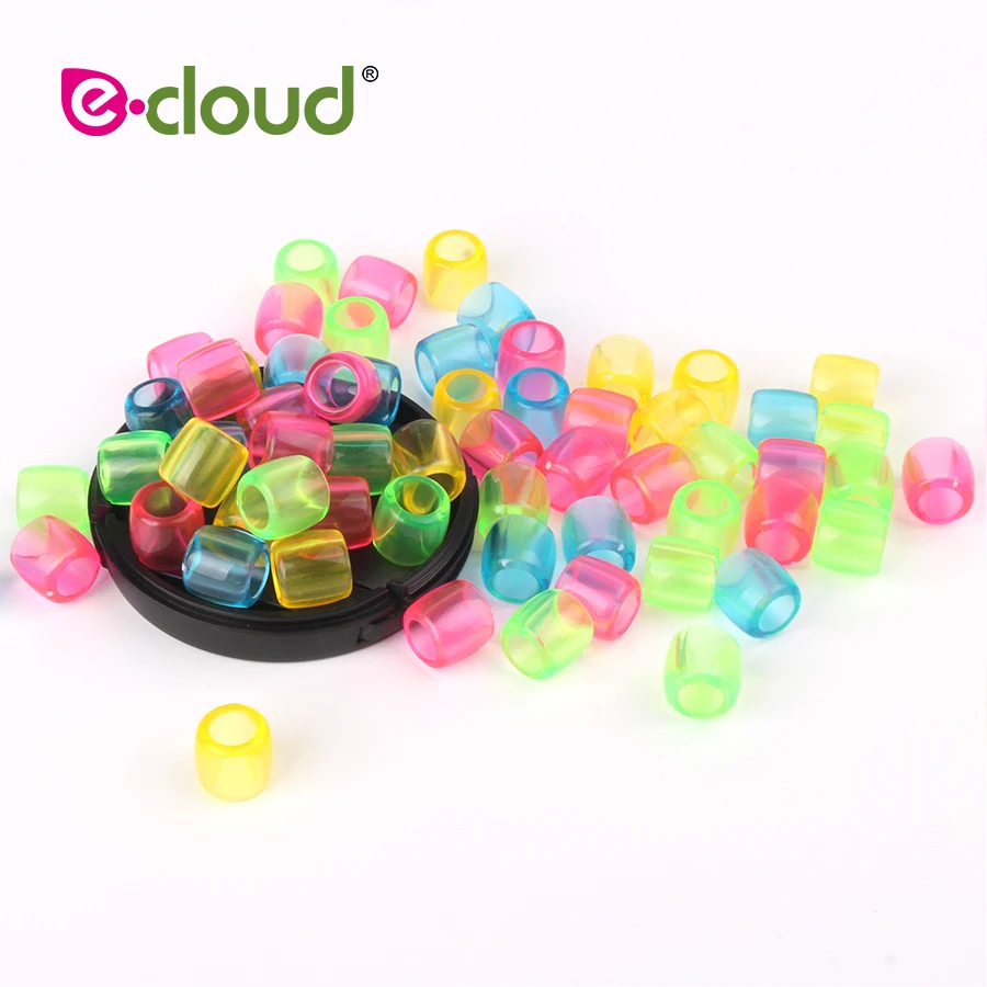 Plastic Colorful Transparent Hair Beads for Crochet Braiding Hair Extensions 50pcs to 100pcs/bag Dreadlock Braids Hair Cuffs 20 inch faux locs curly crochet hair 24 roots crochet braids synthetic braiding hair 3 colors