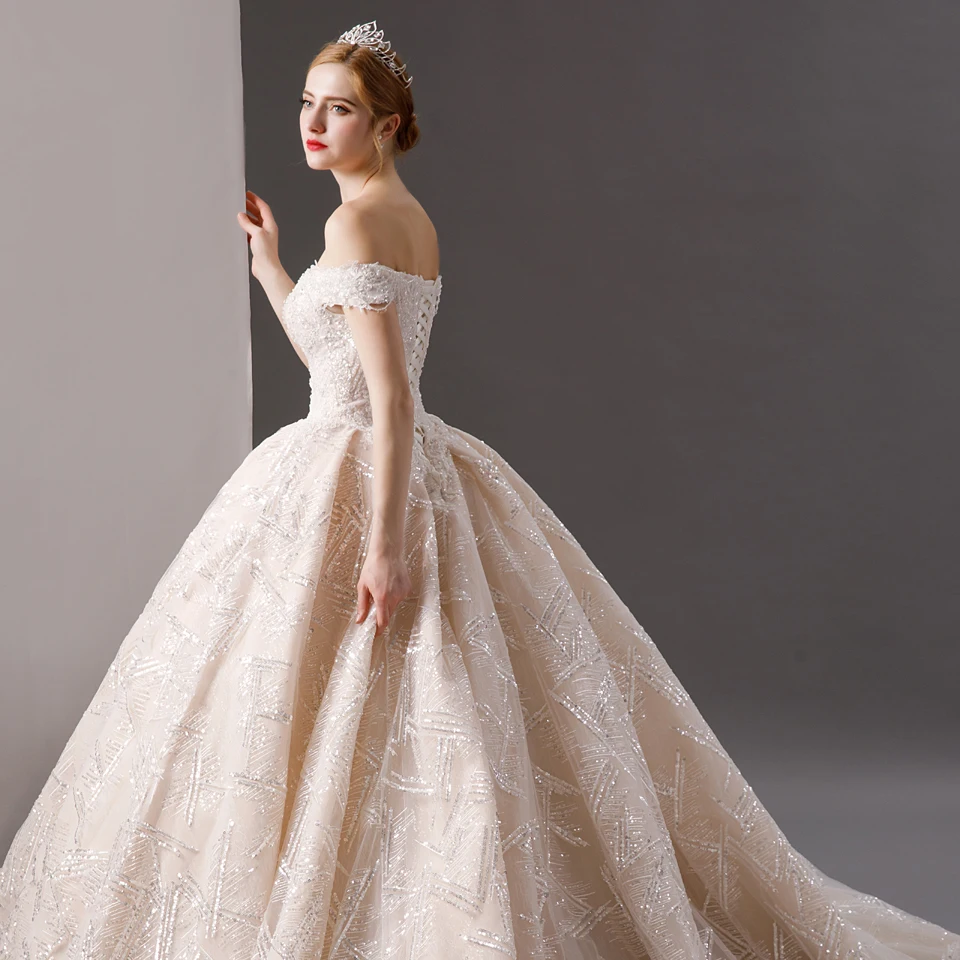 SL-6075 роскошное свадебное платье шикарное кружевное свадебное платье