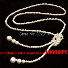 С фабрики Модное Длинное Стильное женское большое жемчужное ожерелье s, трендовые Канальные Стразы длинное жемчужное ожерелье для женщин