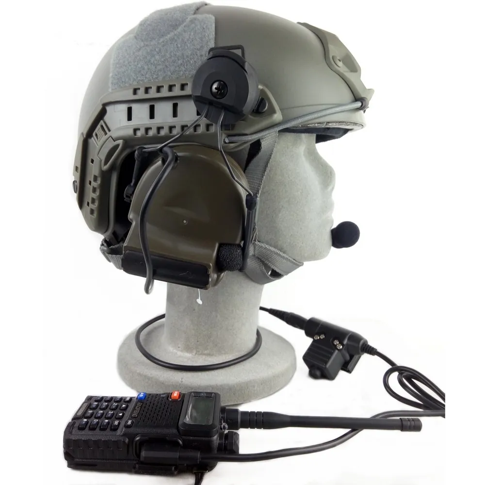Z Tactical Headset Headphone With U94 PTT Kenwood 2 Way Pin Comtac II Noise Reduction Headset Walkie Talkie Dual PTT Olive Drab  (9)