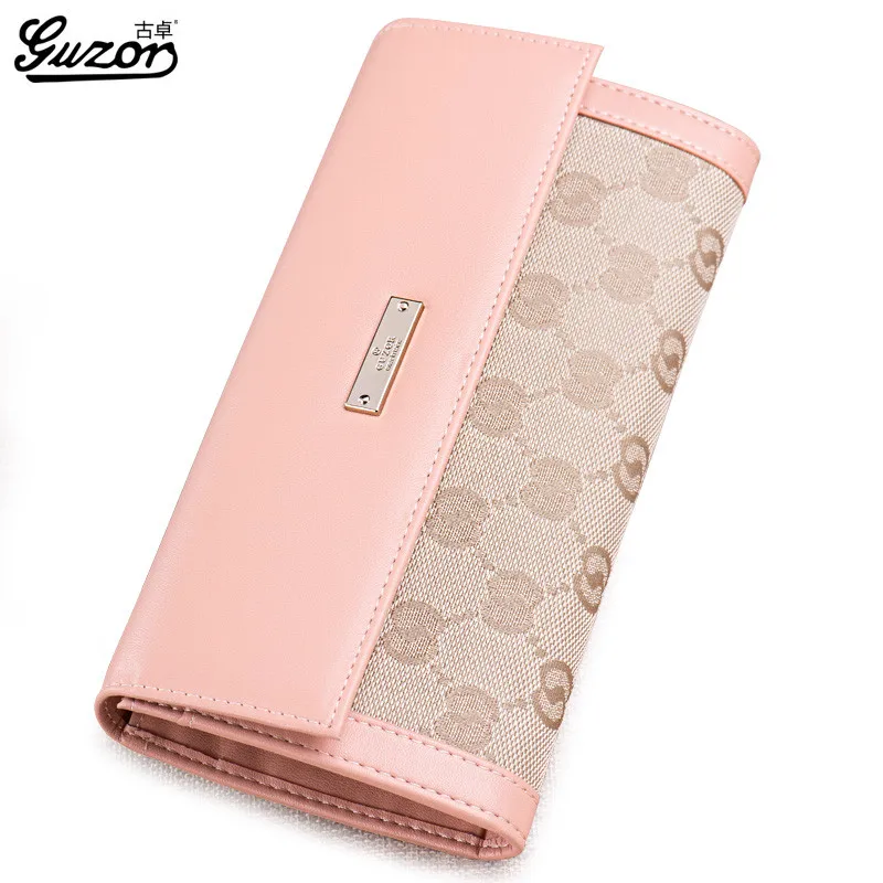 GUZOR Fashion Fold Leather Wallet Snap Long Coin Purse Womens Wallets