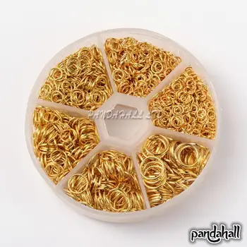 

1 Box of Iron Jump Rings, Golden, 4~10x0.7~1mm, about 1745pcs/box