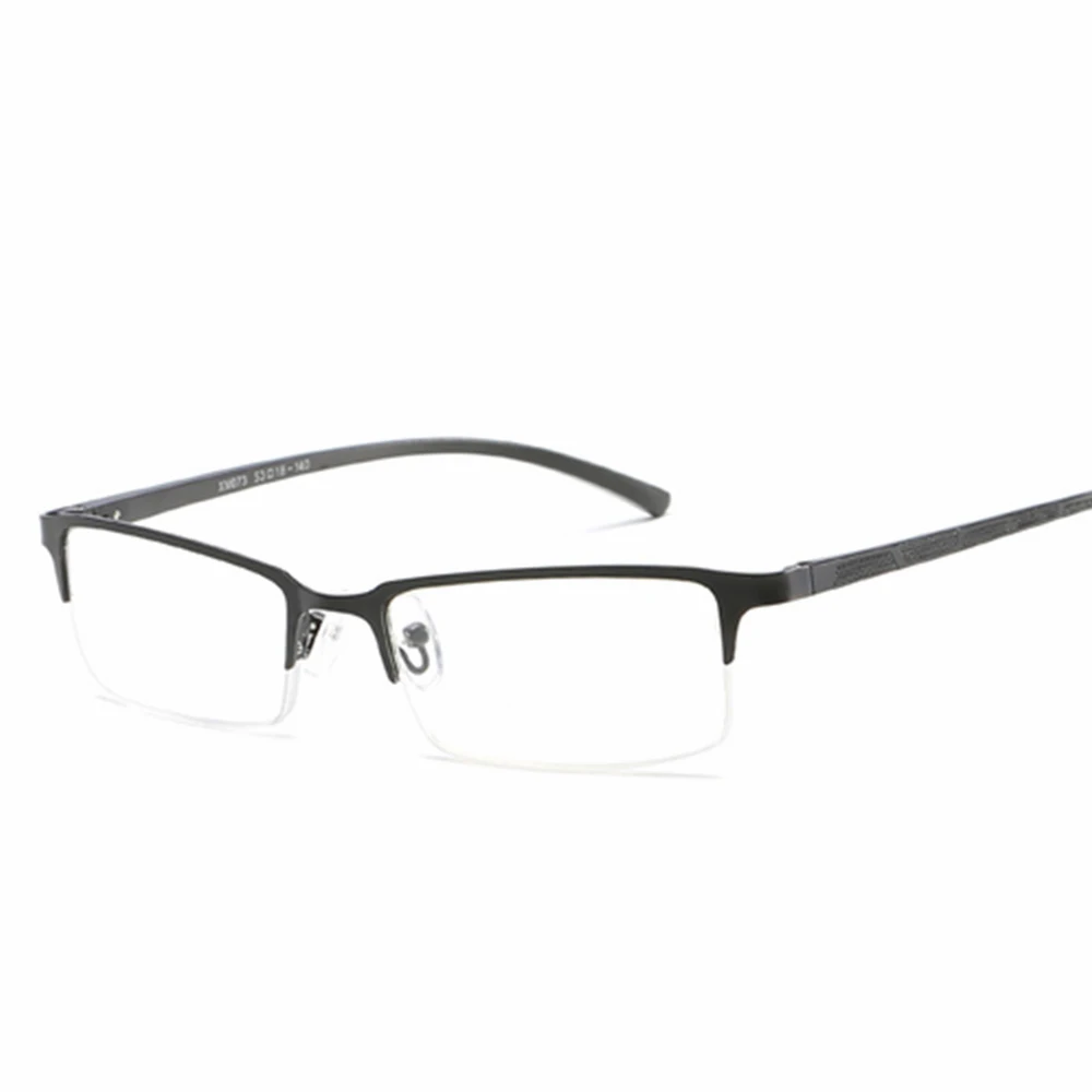 Брендовые мужские Модные Винтажные Очки для чтения с полуоправой, бизнес стиль, очки по рецепту, черные очки gafas de lectura 073CJ - Цвет оправы: NO.1-Black