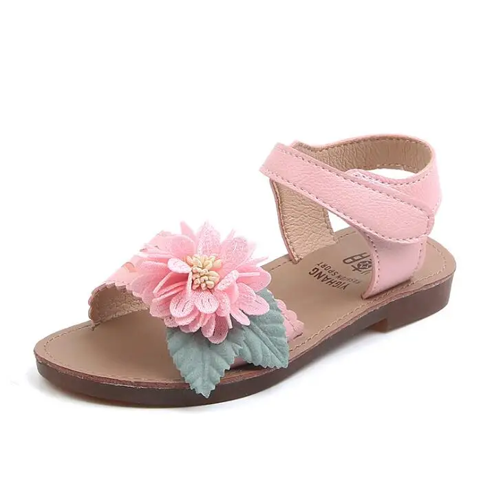 

Summer Sandals For Girls Kids Floral Sandals Sweet Princess Chic Cute Children Baby Girl Shoes Flowers With Leaves Soft Wedding