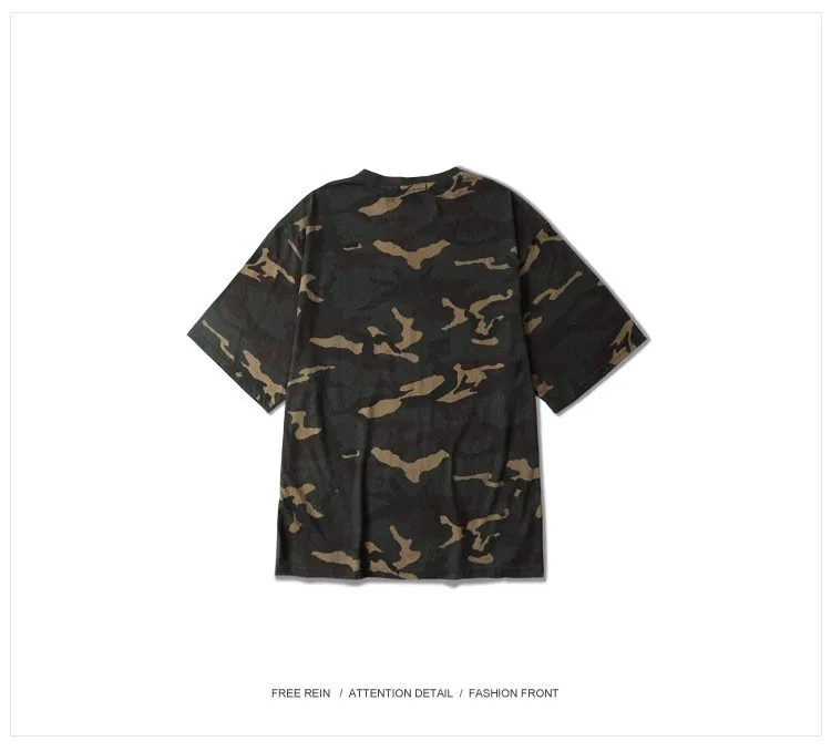 Camo T shirt Hip Hop tee 2016 Fashion Mens Military Camouflage Short Sleeved tshirt O-Neck Kanye West Tops Streetwear colothing (10)