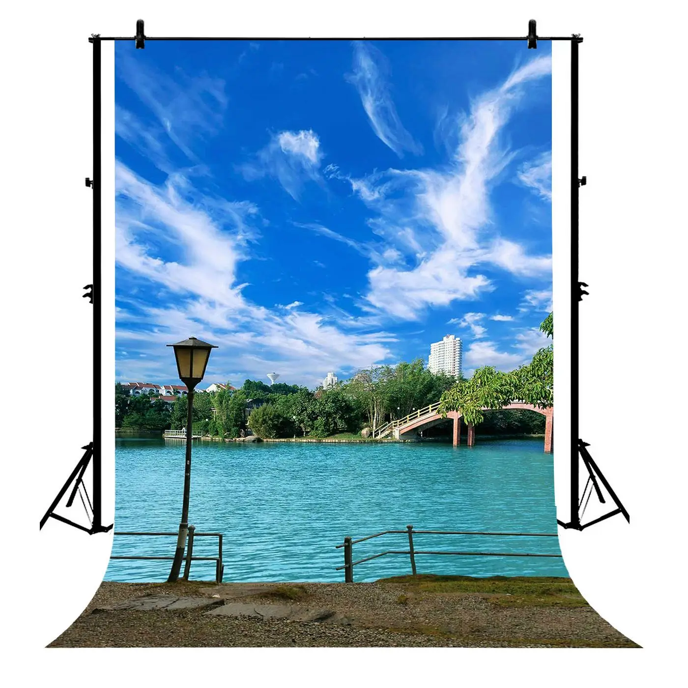 

5x7ft Natural Scenery Seaside Blue Sky White Clouds Polyester Photo Background Portrait Backdrop