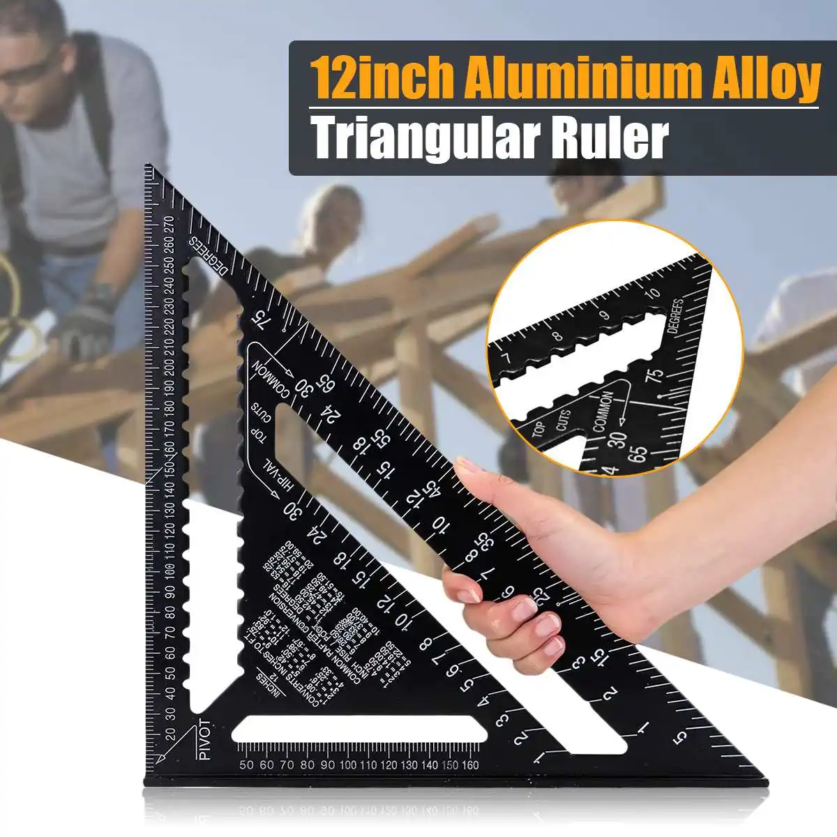 30cm Aluminium Set Square ruler 12" Protractors Rafter Angle Frame Measuring Carpenter Measurement woodworking Triangular Rule wind measuring instrument