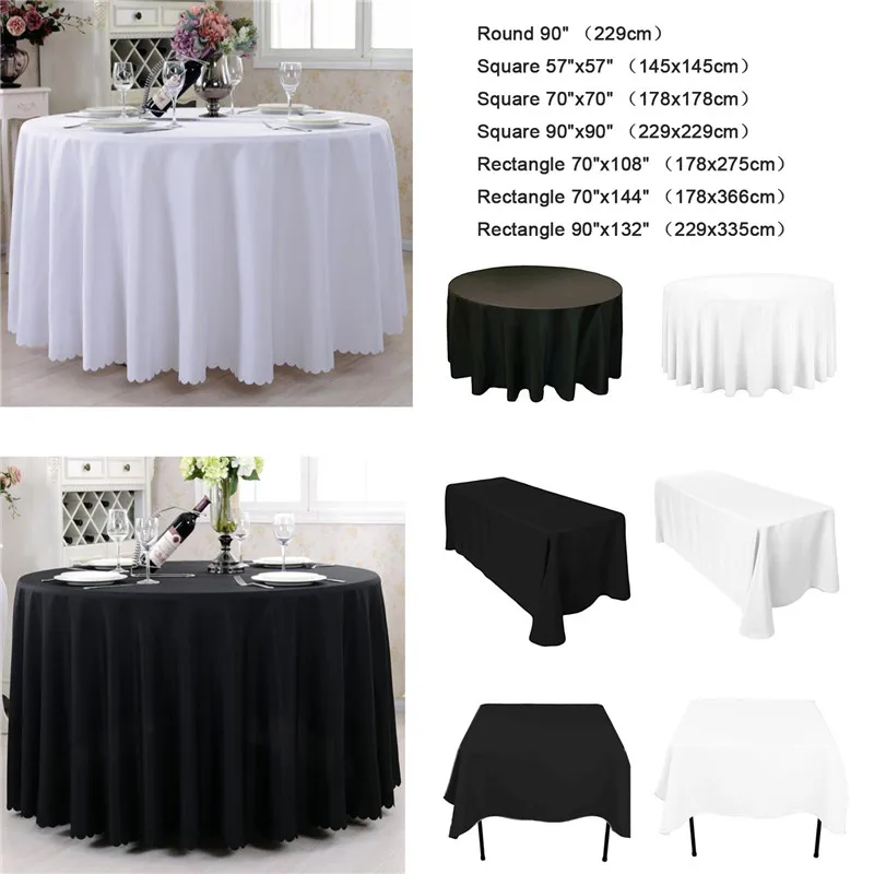 

White Black Ivory Polyester Round Square Tablecloth Table Cover Cloth Banquet Wedding Hotel Party Table Linen Dining Table Cover