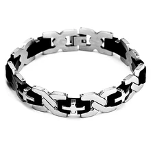 Новинка, мужские панк браслеты из нержавеющей стали, ювелирные изделия, здоровье, Геометрическая цепочка, мужские титановые металлические браслеты, браслеты для мужчин, подарки