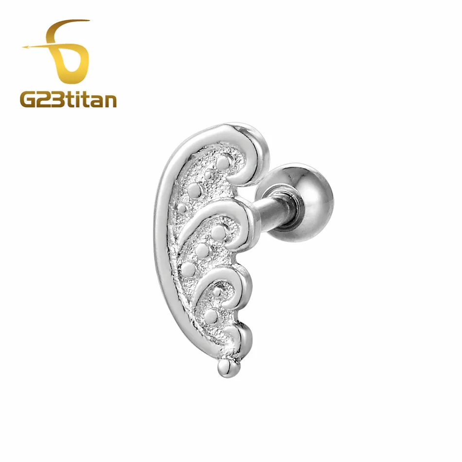 G23titan Ear Piercings Jewelry Mens Womens 16G 6mm Labret Studs for Lobe Tragus Piersing Fashion Ear Plugs Barbell - Окраска металла: Ear Tragus