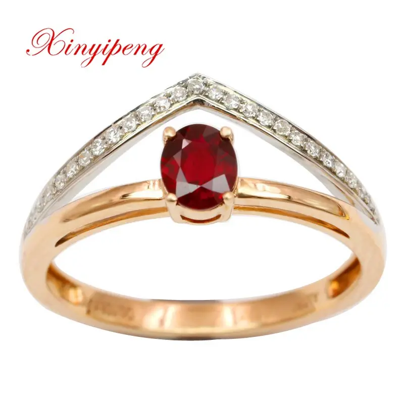 

Xin yi peng 18 k rose gold and white gold natural pigeons red ruby ring fashion woman a diamond ring anniversary gift
