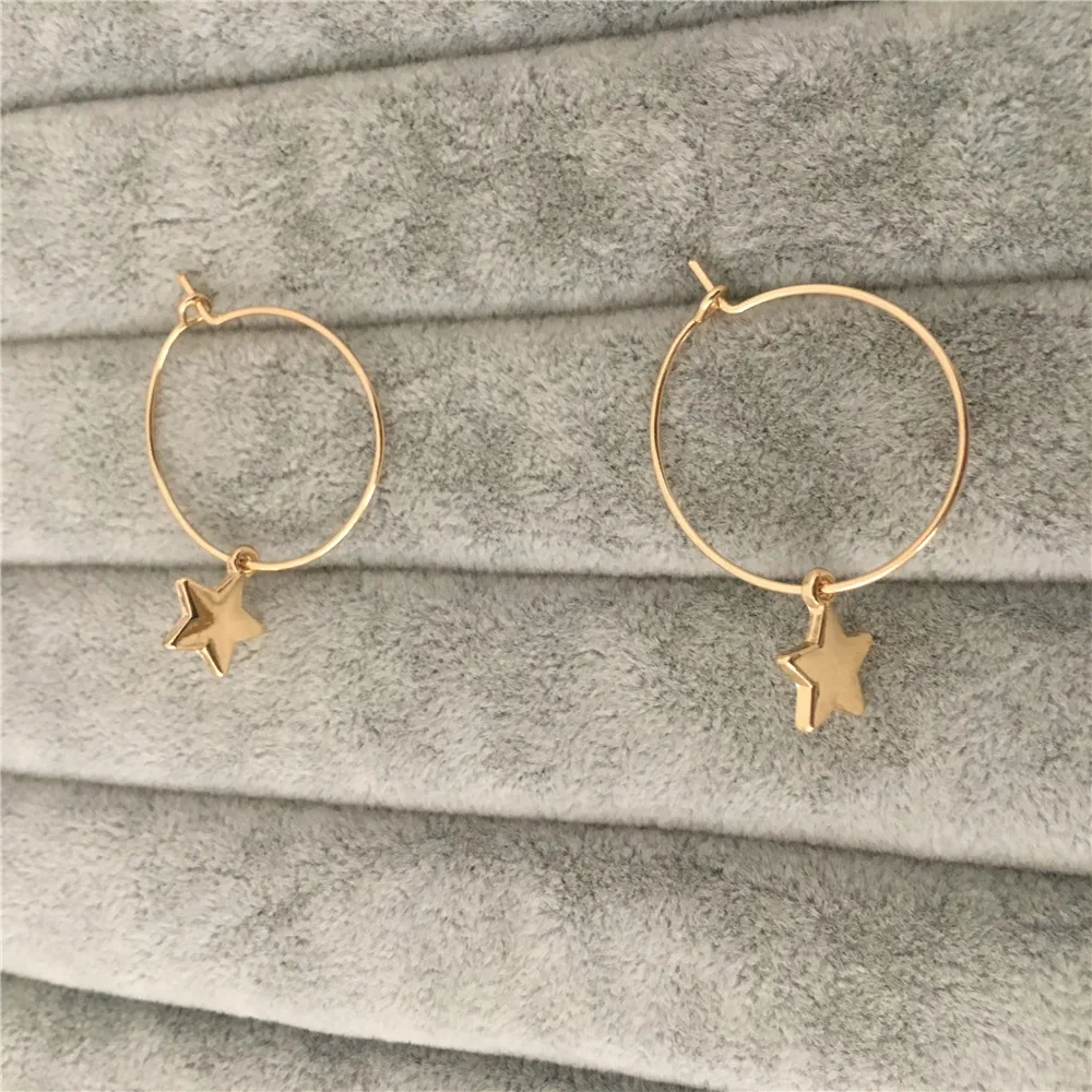 CUTE GIRLY GOLD COLOR WITH SMALL STAR WITH HOOP EARRING FOR WOMEN GIRL