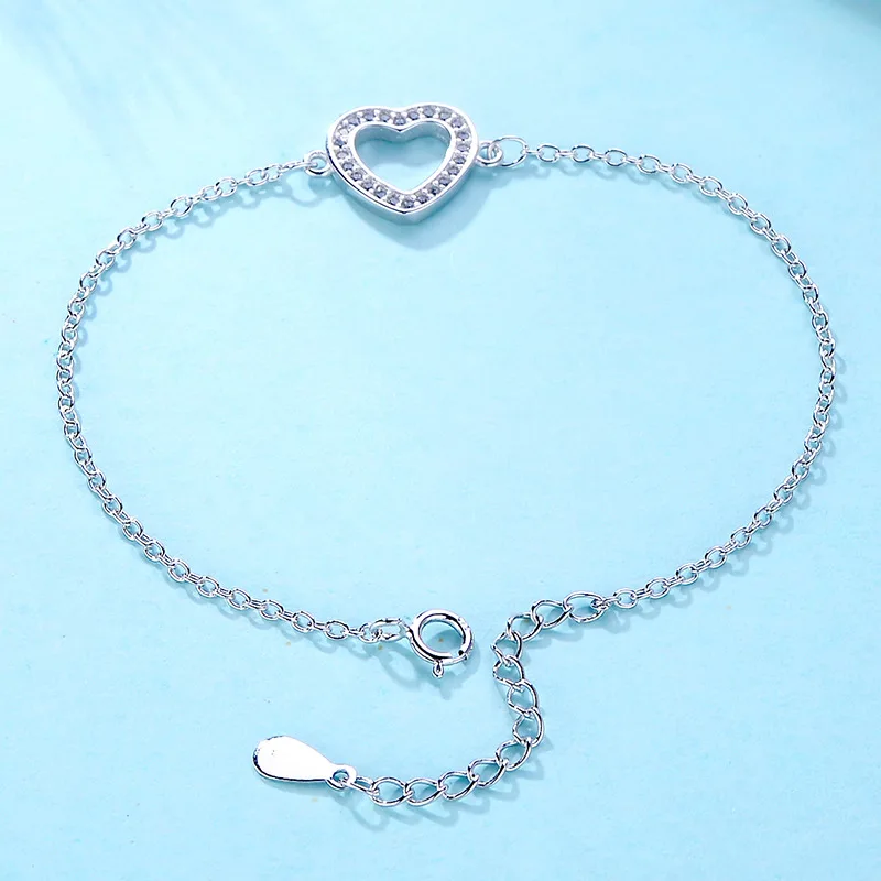 Новое поступление 925 пробы серебряный Прекрасный AAA циркон любовь сердце кулон европейский шарм браслеты и браслеты ювелирные изделия