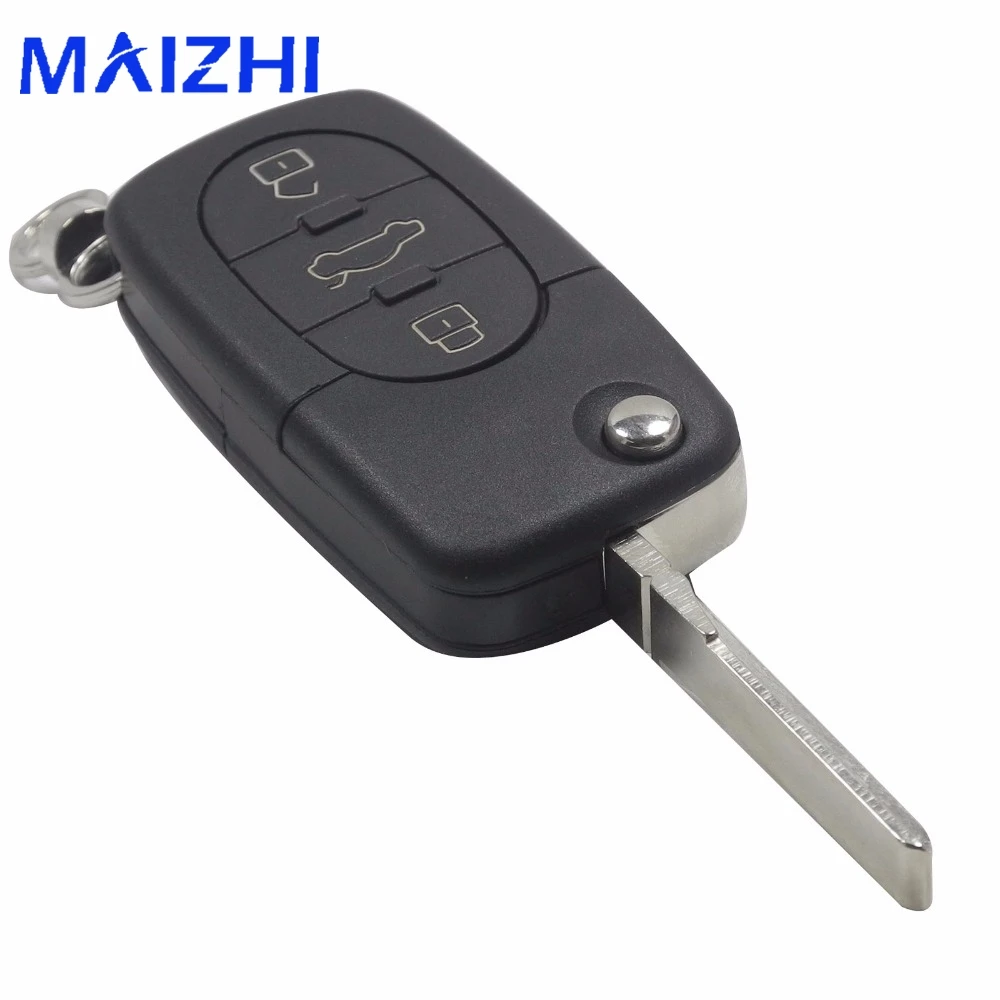 

Jingyuqin 3 Buttons Uncut Replacement Flip Folding Remote Car Key Shell Styling For Audi A2 A3 A4 A6 A8 TT Uncut Fob Case Cover