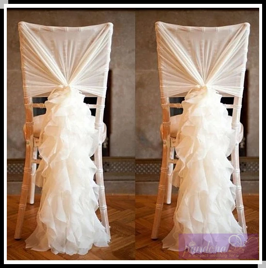 Fancy chiffon curly willow chair cover sash ruffled wedding chair