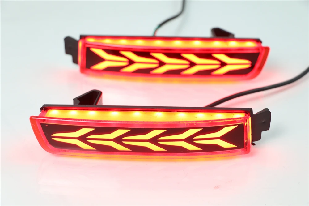 Carflashing 2PCS For Nissan Kicks Multi-functions Car LED Tail Rear Fog Lamp Brake Light Rear Bumper Decoration Lamp