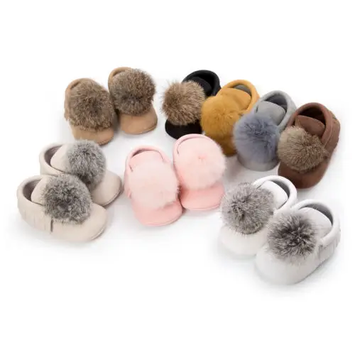 

Baby Shoes Infant Boy Girl Pompon Ball First Walkers Soft Sole Crib Newborn Anti-Slip Mocassin Shoes 0-18M