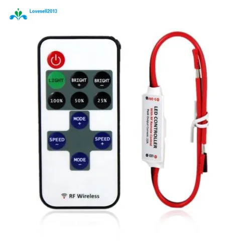 

12V RF Wireless Remote Control In-line Led Strip Dimmer 10-Level Bright Speed Led Switch Module Voltage Regulator Dimmers