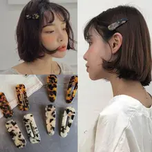 Женский минималистичный боковой зажим для волос Duckbill с леопардовым принтом, шпильки геометрической формы, прямоугольная выдолбленная резиновая заколка