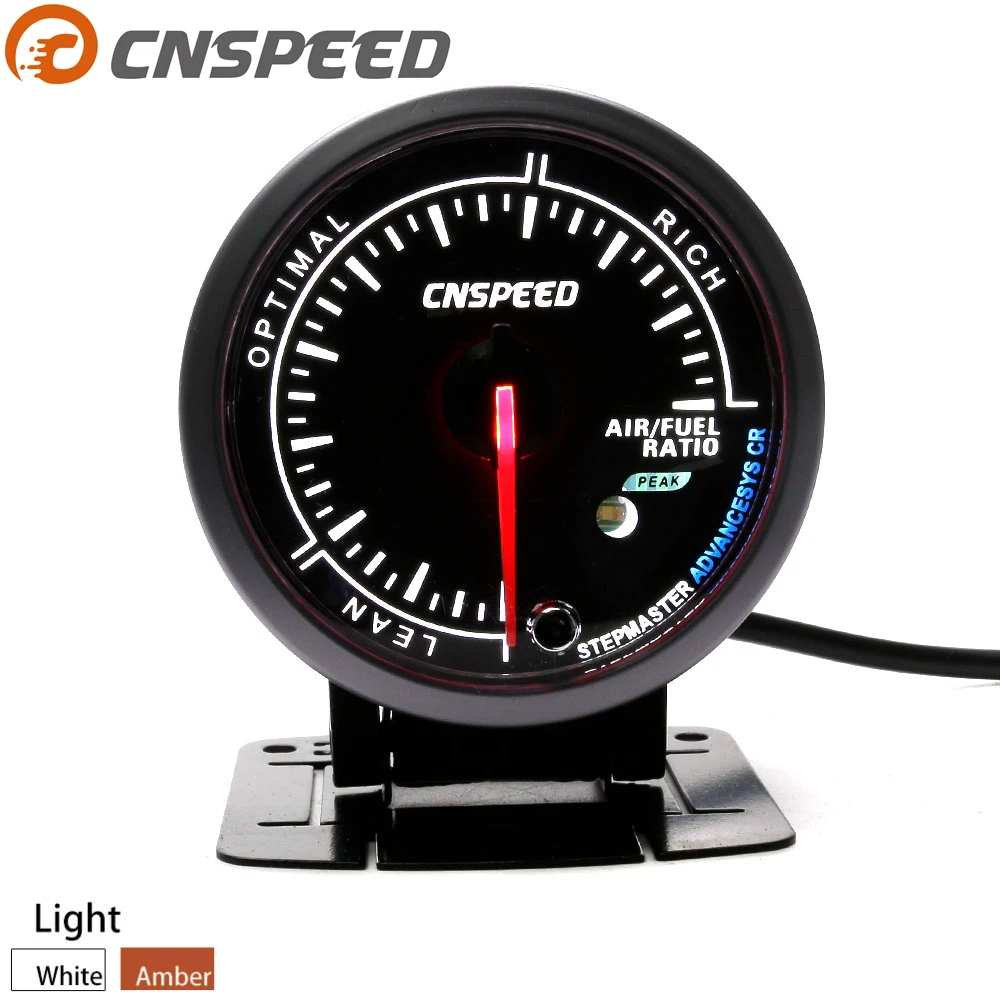 

Free Shipping CNSPEED 60MM Black Face Air fuel ratio gauge White/Amber light with peak function Narrowband Air Fuel Ratio Meter