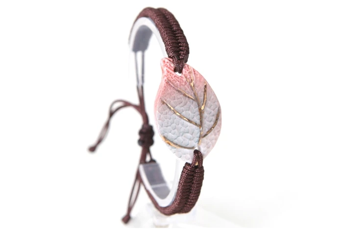 New Arrival Fashion Women Bracelet with Ceramic Made Leaf Manual Knitted Hand top Chain