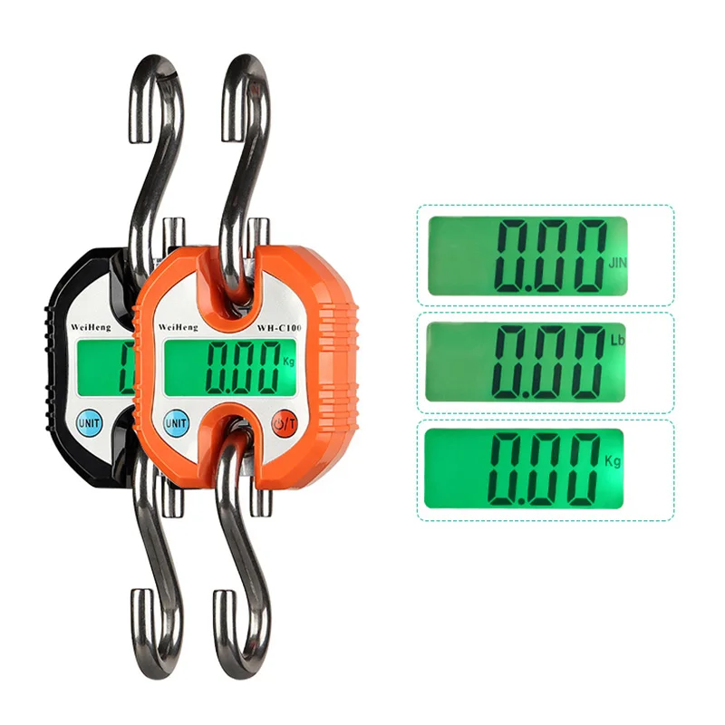 

150KG Crane Scale Industrial Hook Hanging Weight Digital LCD Display Luggage Scales Kg/Lb Conversion Random Color-- JDH9