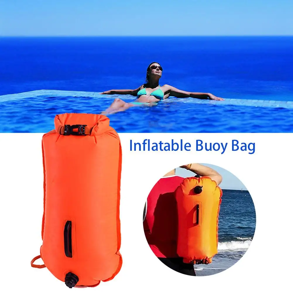 28L воздушный мешок плавательный буксировочный поплавок утолщенный надувной спасательный Мешок Взрослый двойной воздушный мешок буй мешок поплавок хранения дрейфующее плавание - Цвет: Orange