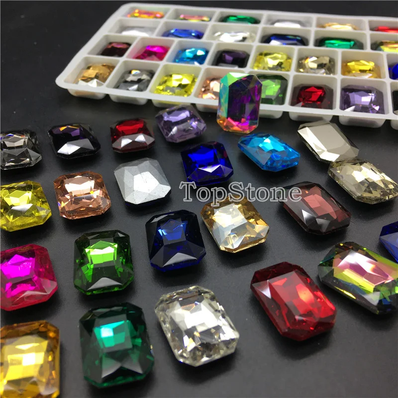 

All Sizes Colors Glass Crystal Rectangle fancy stone 4x6 8x10 6x8 10x14 13x18 18x27 mm Pointback Jewelry Beads No holes