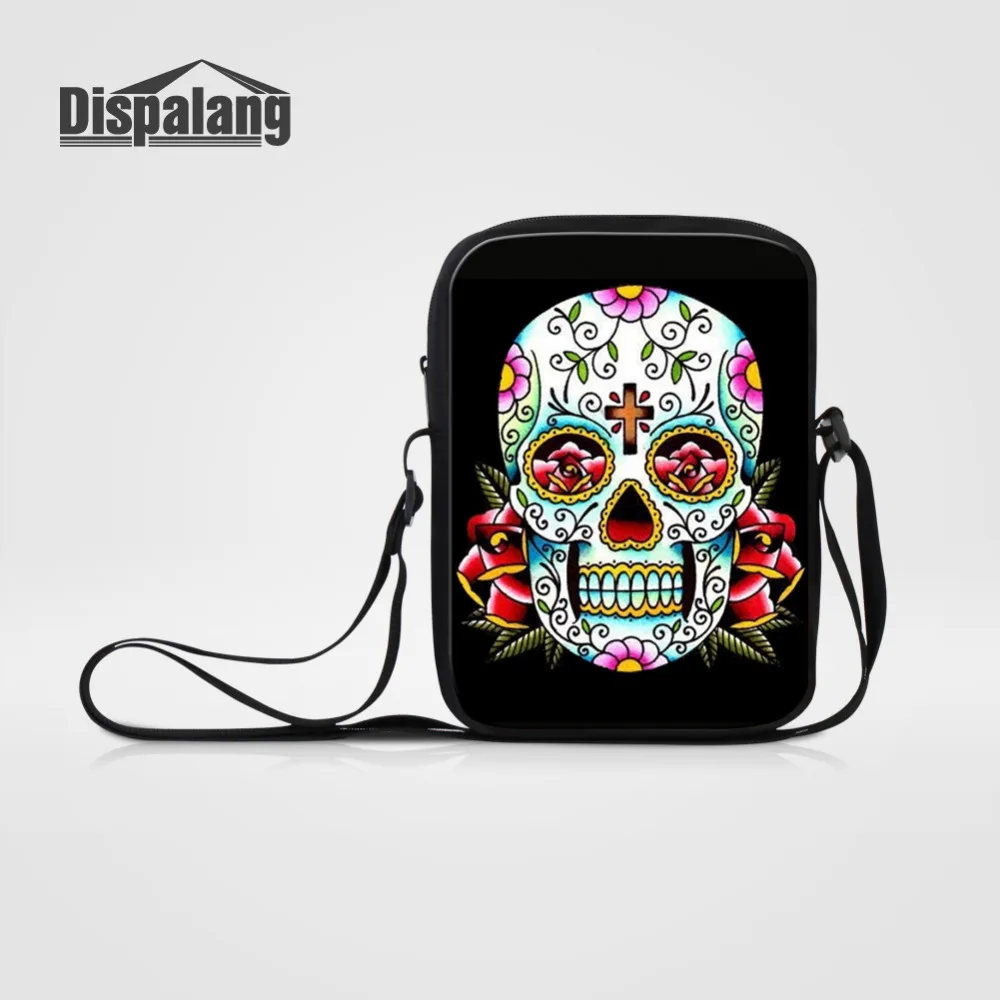 skull printing kids mini messenger bags
