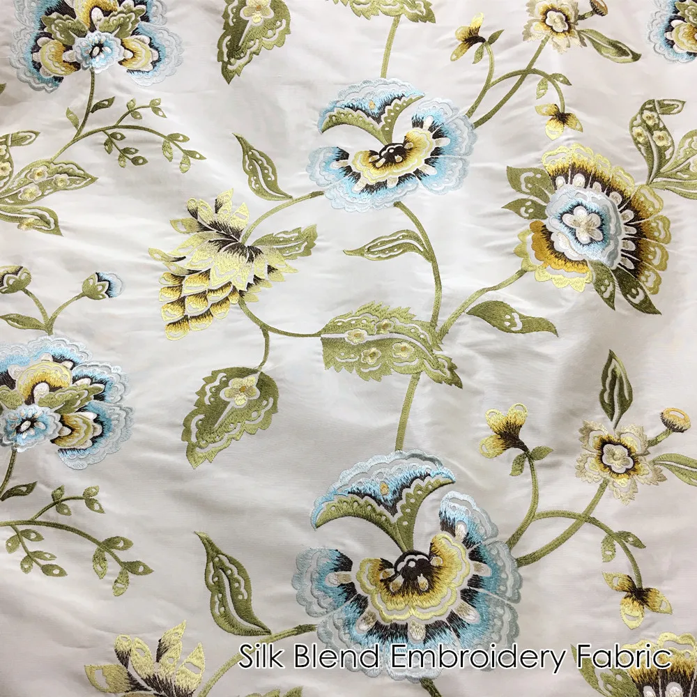 Роскошный американский стиль Duppion шелк полиэстер смесь вышивка цветок шелковая ткань Подушка декоративная ткань 5" Ширина по метру