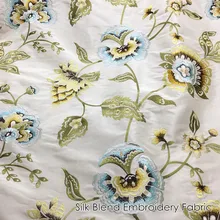 Роскошный американский стиль Duppion шелк полиэстер смесь вышивка цветок шелковая ткань Подушка декоративная ткань 5" Ширина по метру