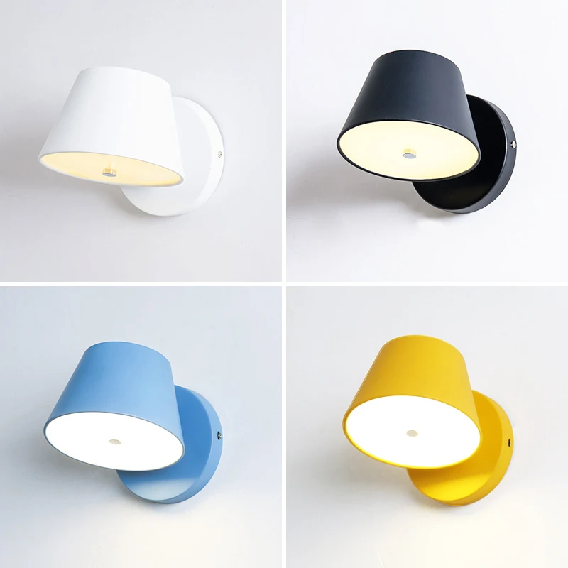 

Nordic Wall Lamp Modern Bedroom Wall Light Macaron Six Color Study Lamp Creative Corridor Lamps Simple Living Room Iron Lighs