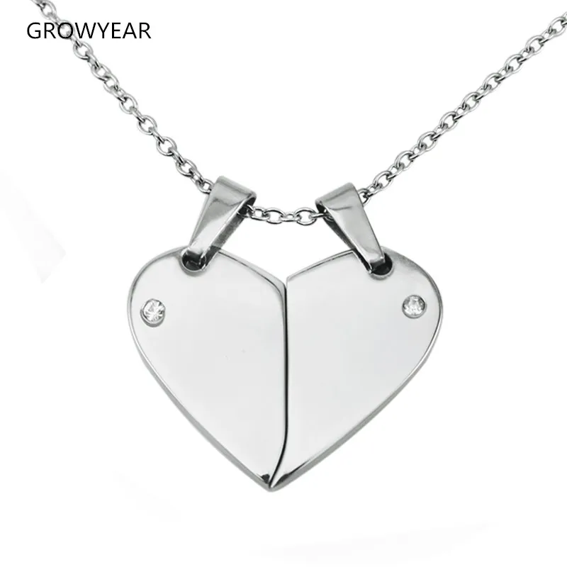 silver color broken heart necklace stainless steel women fashion