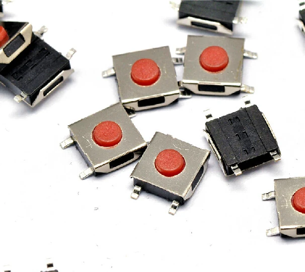 

100pcs 6*6*2.7mm The patch 4pin Tactile Push Button Switch Red button Waterproof copper head cooker switch