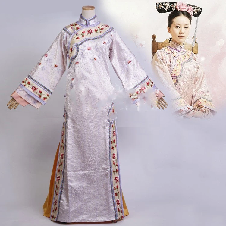 

TV Play Bubujingxin Qing Dynasty Palace Maid Costume Princess Pink Costume with Orange Under Skirt RuoXi Same Design