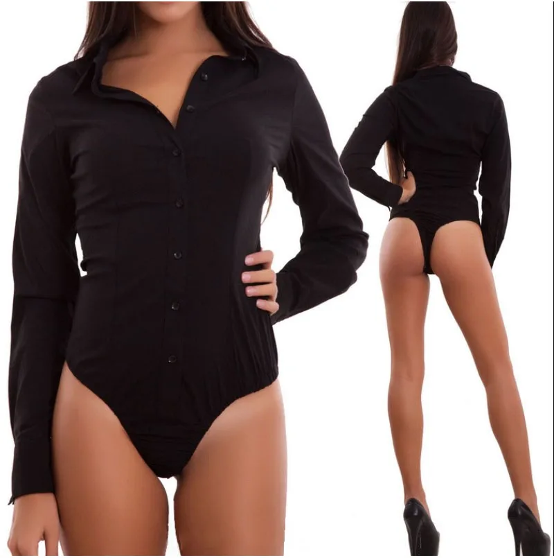Women long Sleeve Casual Plain Bodysuit Elegant Ladies Romper Stretch Leotard Body Tops V Neck OL Clothes Dames Shirt Plus size
