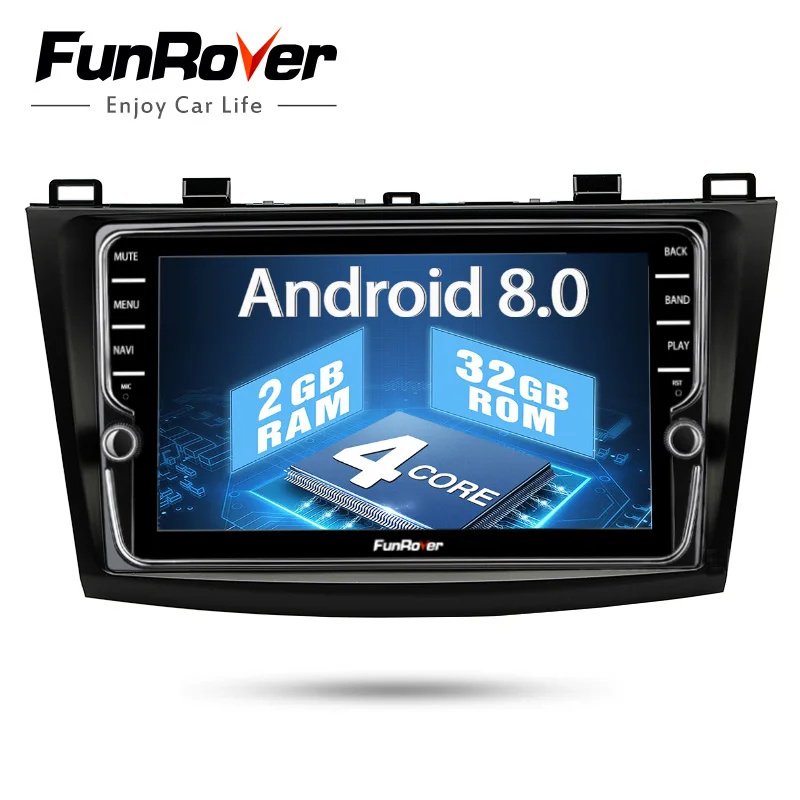 

Funrover 2 din Android 8.0 Car DVD auto radio tape recorder Player Autoradio GPS Navigation for Mazda 3 Axela wifi rds BT No DVD