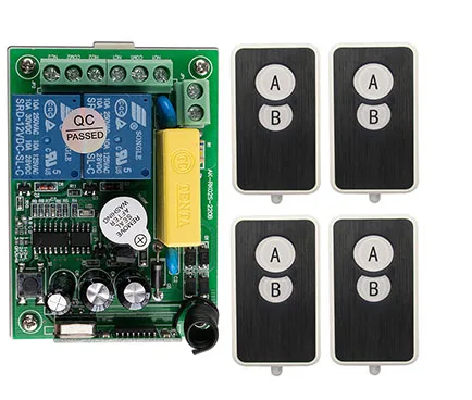 

AC220V 2CH Wireless Remote Control Switch System 4* Ultra - thin acrylic Transmitter+ 1*Receiver for Appliances Gate Garage Door
