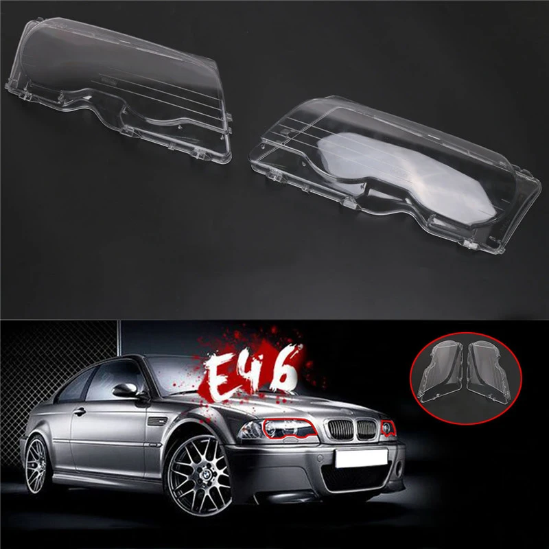 

2x Halogen Headlight Lens Plastic Shell Cover For BMW E46 2 door Coupe 1999-2003 M3 2001-2006 323ci 325ci 328ci Lamp Caps //