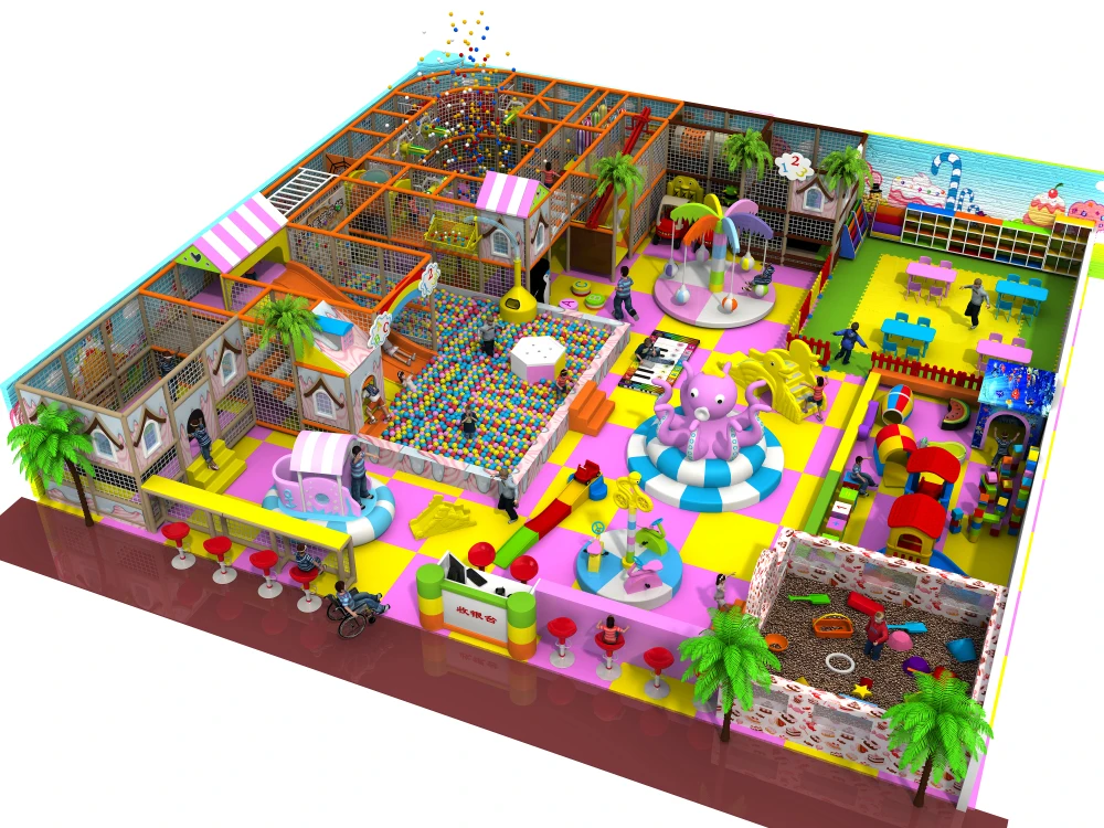 

CE,TUV,SGS customized sweet candy soft indoor playground with collect system.children play center with ball games YLW-IN171030