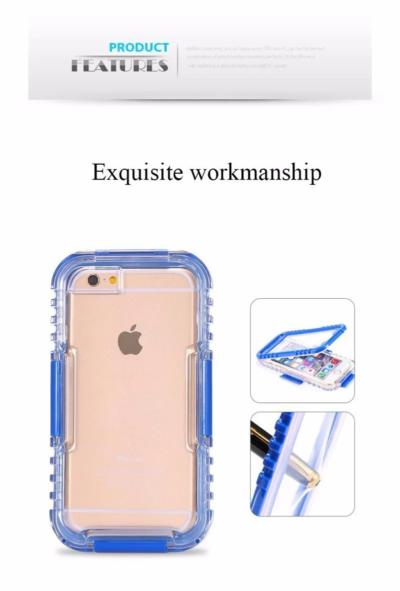Phone cases for summer outdoor Sport Waterproof phone protecting For iphone 6 6s 7 7plus for diving use phone housing dust proof (3)