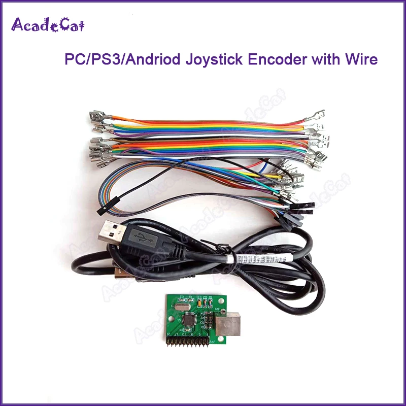 

Zero Delay PC/PS3/Android/Raspberry Pi Game USB joystick Encoder controller PCB with wire DIY MAME/PC fighting joystick kits