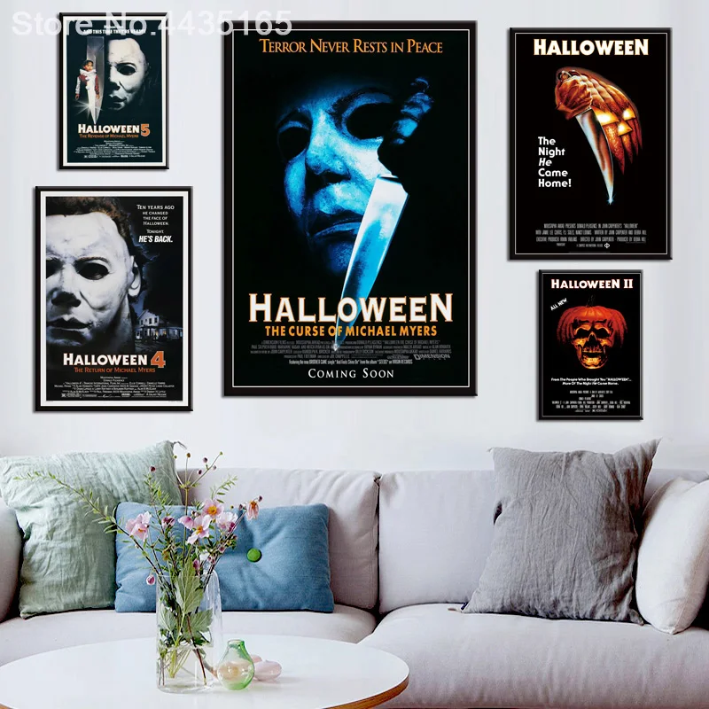 Хэллоуин серии Майкл Майерз классический ужас кино плакат стены искусства холст