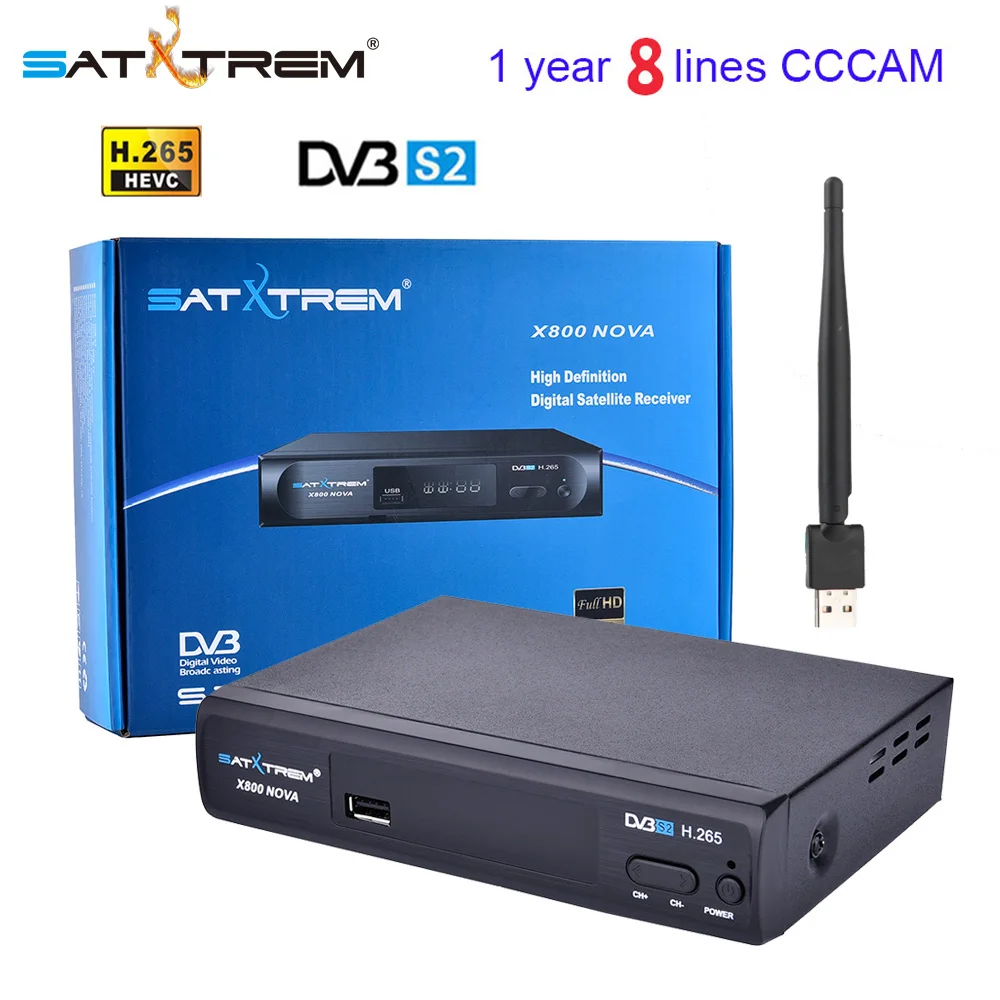 

X800 Nova Full HD DVB-S2 Satellite Receiver With 1 Year Europe 8 Clines +USB WIFI 1080P Spain Portugal Polish TV