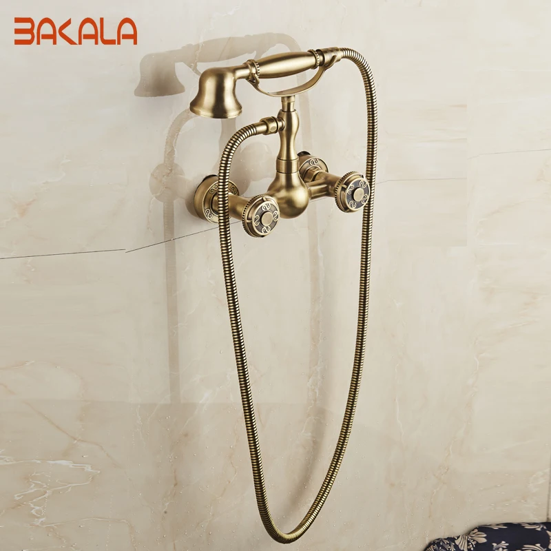  Wall Mounted Two Handles Antique Brass Finish Kitchen Sink Bathroom basin Faucet mixer tap BR-10851 - 32779704844